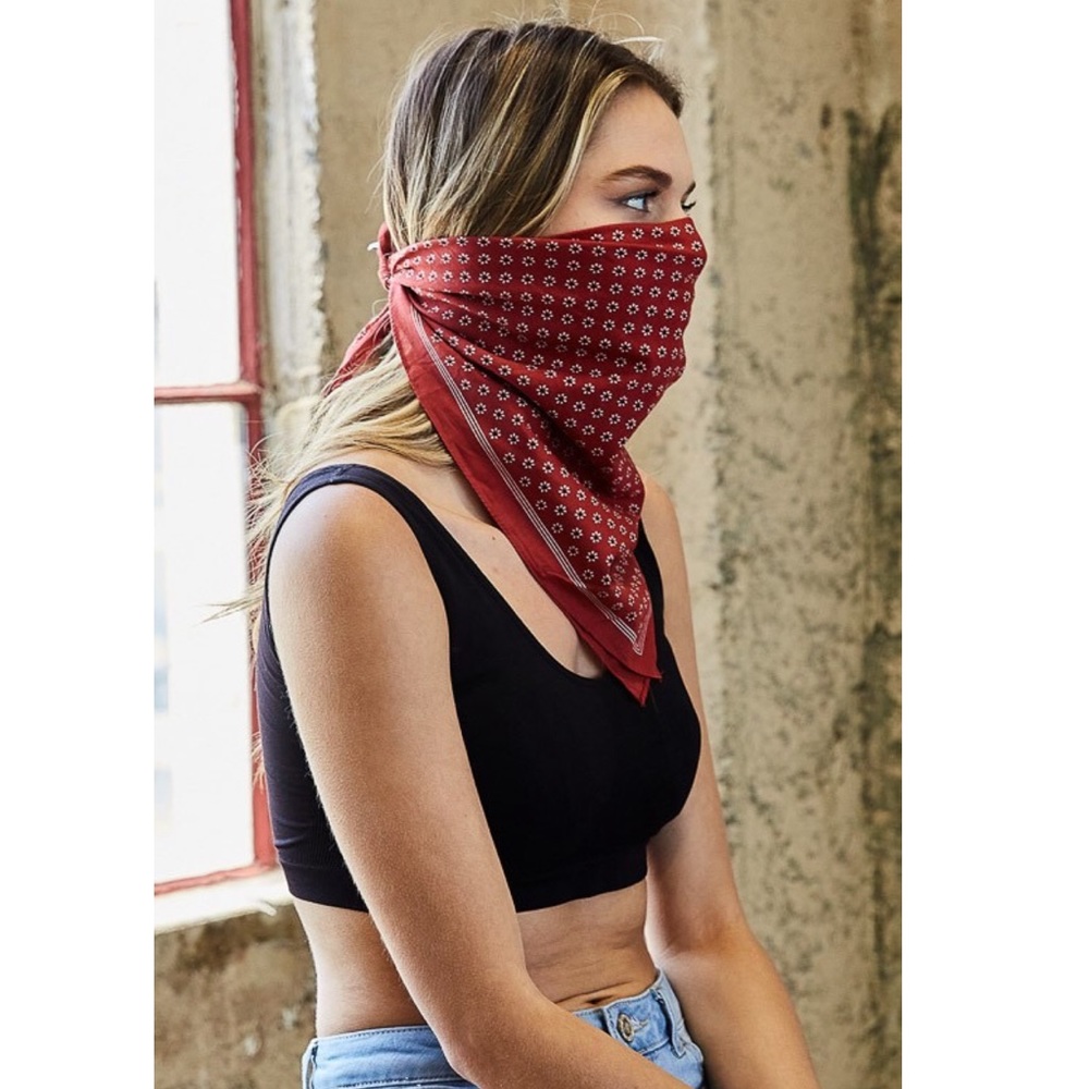100% Cotton Daisy Floral Bandana Face Mask - Picture 3 of 4